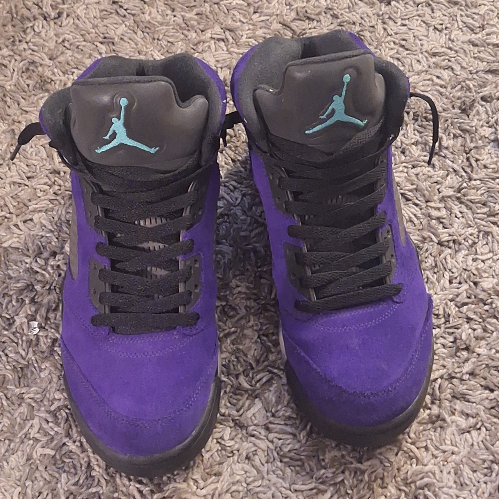 Jordan 5 Reverse Grape Purple Suede Sneakers with Teal